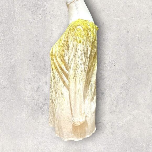 Nic+Zoe Printed Linen Blend Scoop Neck 3/4 Sleeve Top - Medium - Picture 7 of 9